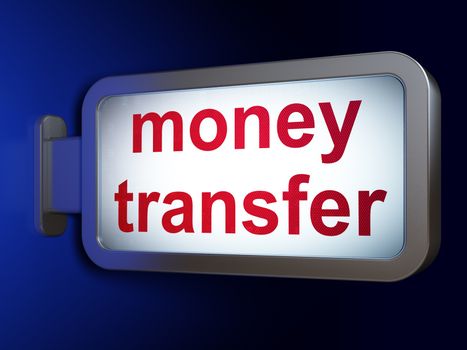 Money concept: Money Transfer on advertising billboard background, 3D rendering