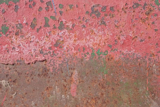 chipped paint, grunge metal surface, which has long been under the influence of different climatic conditions