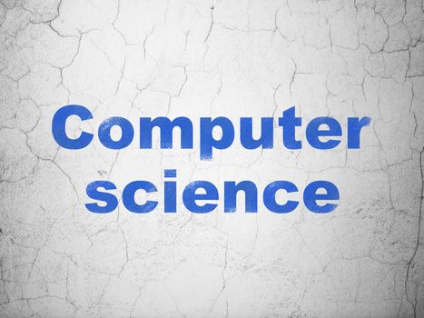 Science concept: Blue Computer Science on textured concrete wall background