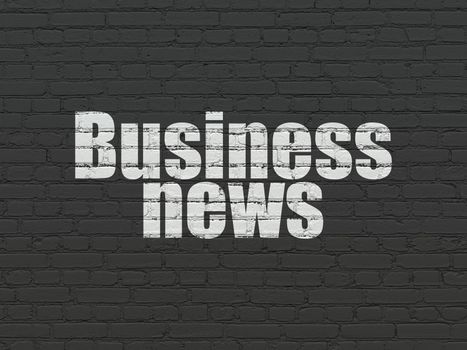 News concept: Painted white text Business News on Black Brick wall background