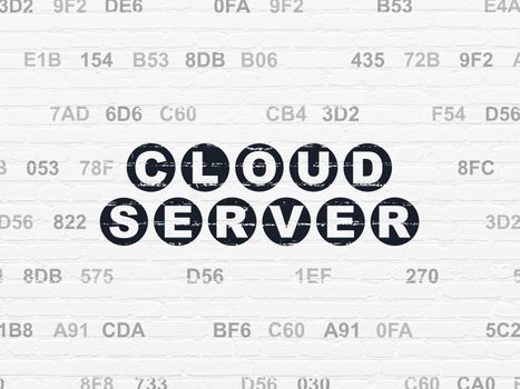 Cloud technology concept: Painted black text Cloud Server on White Brick wall background with Hexadecimal Code