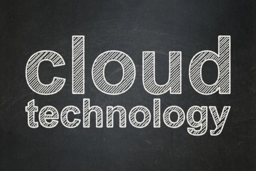 Cloud networking concept: text Cloud Technology on Black chalkboard background