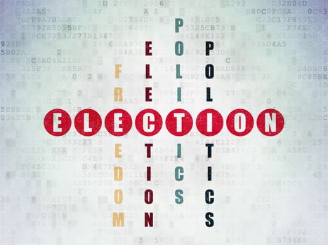 Politics concept: Painted red word Election in solving Crossword Puzzle on Digital Data Paper background