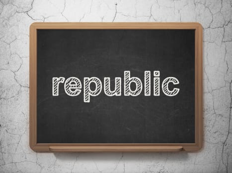 Politics concept: text Republic on Black chalkboard on grunge wall background, 3D rendering