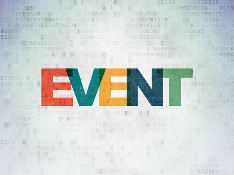 Holiday concept: Painted multicolor text Event on Digital Data Paper background