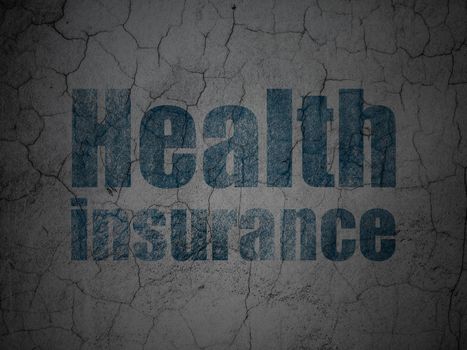 Insurance concept: Blue Health Insurance on grunge textured concrete wall background