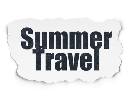 Tourism concept: Painted black text Summer Travel on Torn Paper background with  Tag Cloud