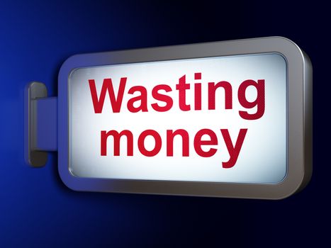 Money concept: Wasting Money on advertising billboard background, 3D rendering