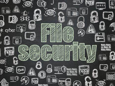 Safety concept: Chalk Green text File Security on School board background with  Hand Drawn Security Icons, School Board