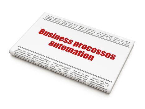 Finance concept: newspaper headline Business Processes Automation on White background, 3D rendering