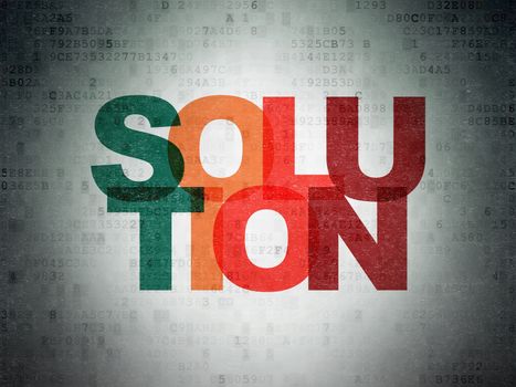 Business concept: Painted multicolor text Solution on Digital Data Paper background