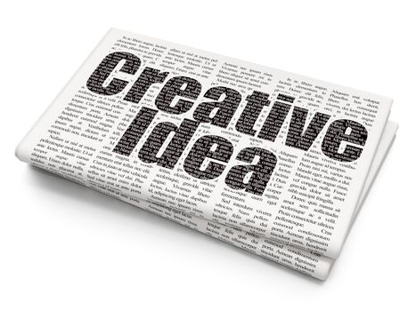 Finance concept: Pixelated black text Creative Idea on Newspaper background, 3D rendering