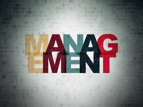 Business concept: Painted multicolor text Management on Digital Data Paper background