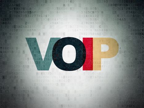 Web development concept: Painted multicolor text VOIP on Digital Data Paper background