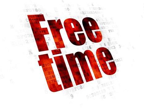 Time concept: Pixelated red text Free Time on Digital background