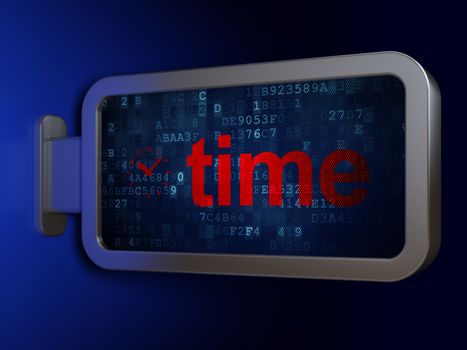 Timeline concept: Time and Clock on advertising billboard background, 3D rendering