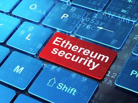 Cryptocurrency concept: computer keyboard with word Ethereum Security on enter button background, 3D rendering