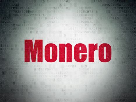Blockchain concept: Painted red word Monero on Digital Data Paper background