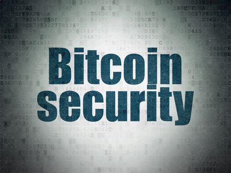 Blockchain concept: Painted blue word Bitcoin Security on Digital Data Paper background