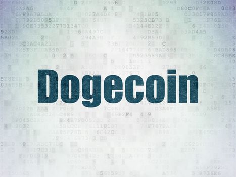 Blockchain concept: Painted blue word Dogecoin on Digital Data Paper background