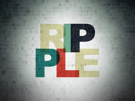 Blockchain concept: Painted multicolor text Ripple on Digital Data Paper background