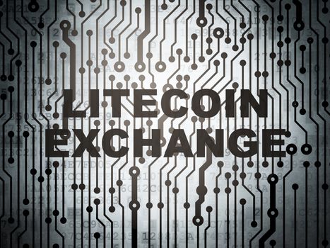 Cryptocurrency concept: circuit board with  word Litecoin Exchange, 3D rendering