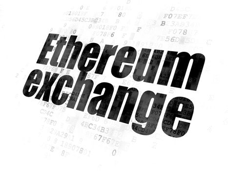 Cryptocurrency concept: Pixelated black text Ethereum Exchange on Digital background
