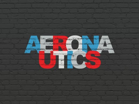 Science concept: Painted multicolor text Aeronautics on Black Brick wall background