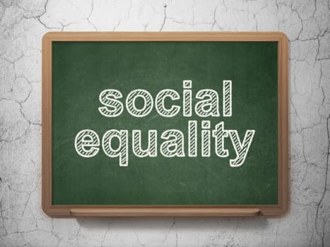 Political concept: text Social Equality on Green chalkboard on grunge wall background, 3D rendering