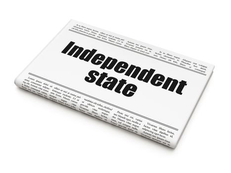 Politics concept: newspaper headline Independent State on White background, 3D rendering