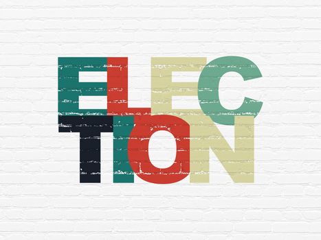 Politics concept: Painted multicolor text Election on White Brick wall background