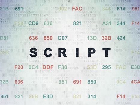 Database concept: Painted black text Script on Digital Data Paper background with Hexadecimal Code