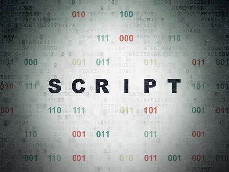 Software concept: Painted black text Script on Digital Data Paper background with Binary Code