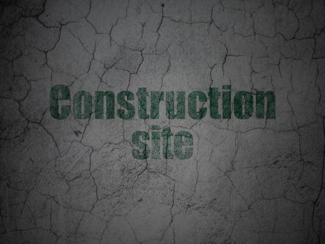 Constructing concept: Green Construction Site on grunge textured concrete wall background