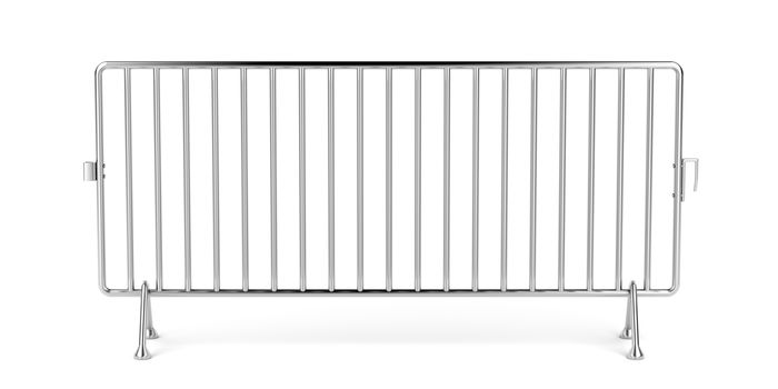 Mobile steel fence on white background 