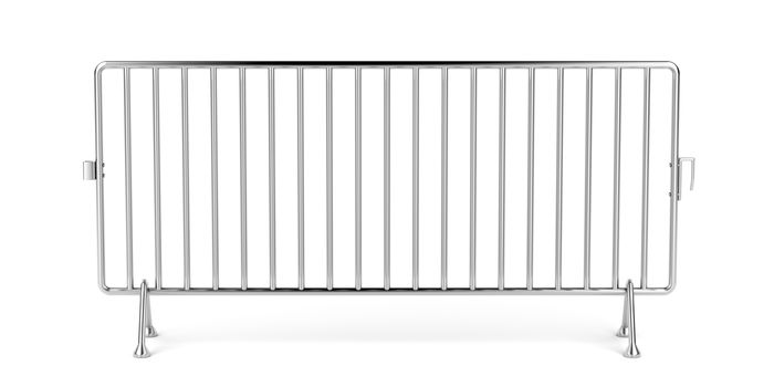 Mobile steel fence on white background 