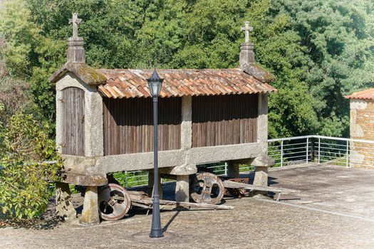 Traditional granary alongside the Camino de Santiago, Portugal