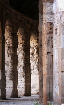 detail of the internal arches of the theater of Marcellus in Rome, Italy