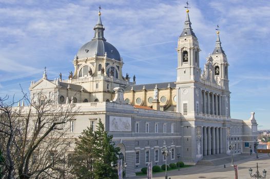 Entrance to Santa Maria la Real de La Almudena cathedral in Madrid, Spain