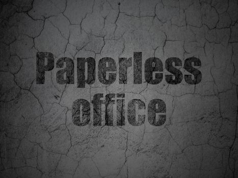 Finance concept: Black Paperless Office on grunge textured concrete wall background