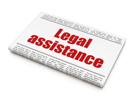 Law concept: newspaper headline Legal Assistance on White background, 3D rendering