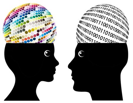 Different way of thinking, analog or digital. Man and woman may have different ways of cognition and perception