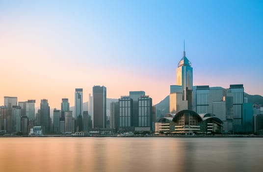 Central area of Hong Kong looking from the opposite side of Victoria harbor