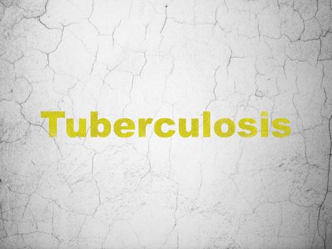 Health concept: Yellow Tuberculosis on textured concrete wall background