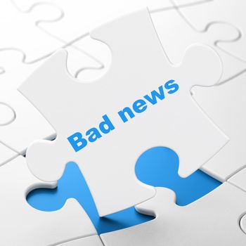 News concept: Bad News on White puzzle pieces background, 3D rendering