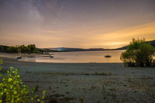 Sainte Croix lake at night in France