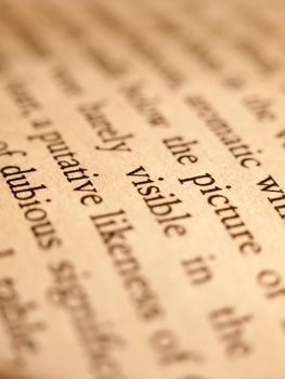 close up of book page text paper writing ; essex; england; uk