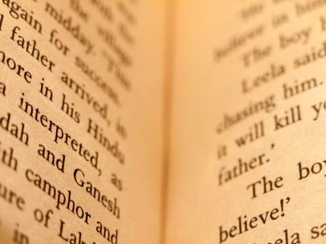 close up of book page text paper writing ; essex; england; uk