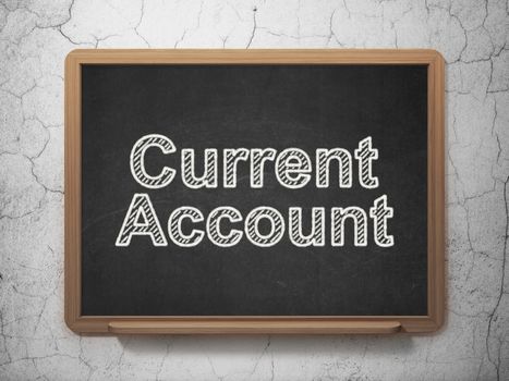 Currency concept: text Current Account on Black chalkboard on grunge wall background, 3D rendering