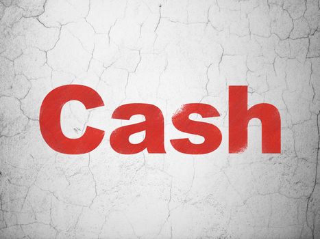 Banking concept: Red Cash on textured concrete wall background